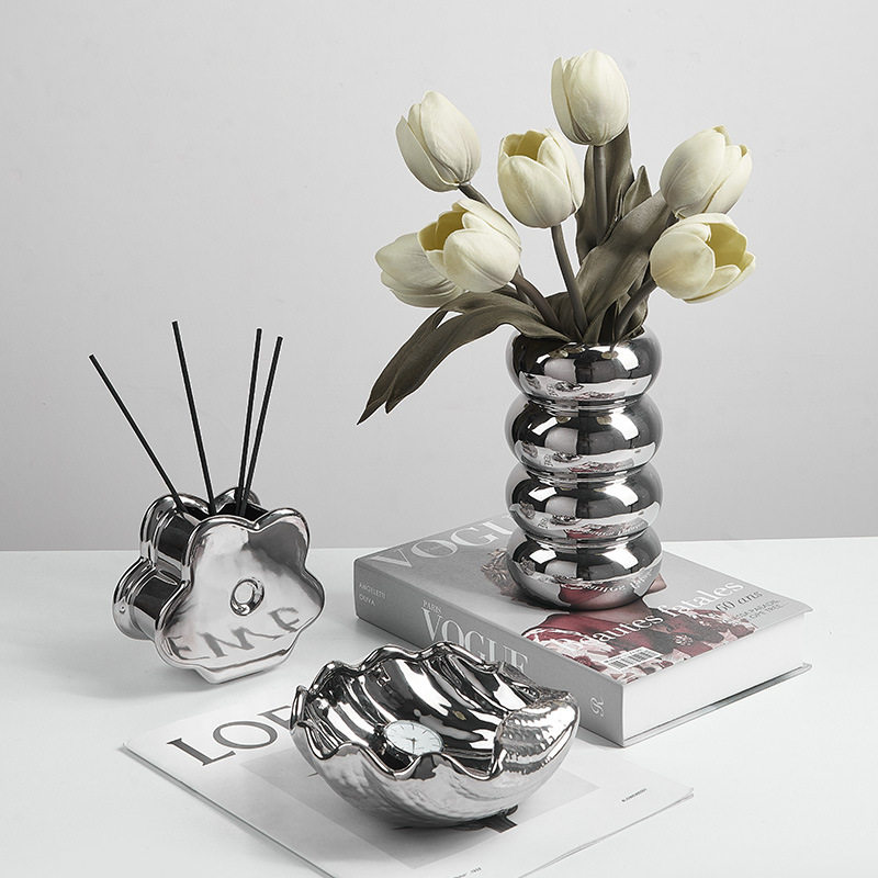 现代简约电镀银花瓶摆件乔迁之喜装饰新家布置客厅插花花瓶设计感,鲜花速递/花卉仿真/绿植园艺,其它园艺用品,淘宝优惠券,粉丝福利购,淘宝优惠卷