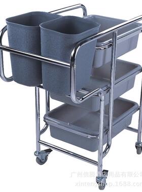 不锈钢收碗车收餐车餐盘收集车三层加厚手推清洁车白云AF08167