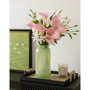 高级感玻璃花瓶摆件轻奢高档客厅桌面水养插花装 饰花器样板间摆设