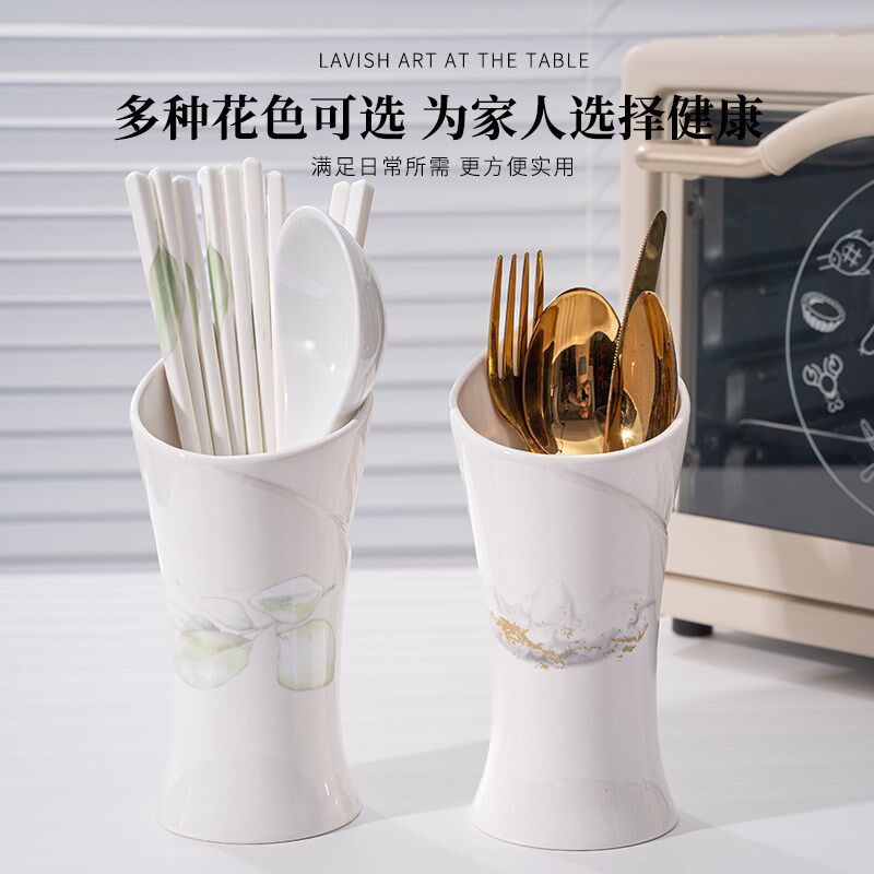 筷子收纳盒景德镇陶瓷筷子筒中式防霉防菌筷架家用高档筷子桶