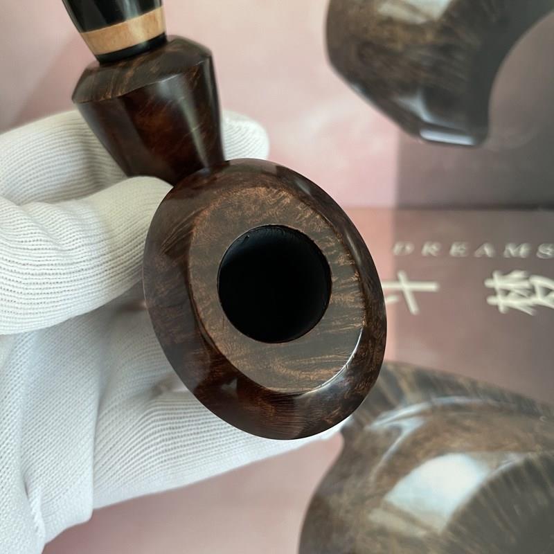 进口石楠木烟斗大号光面传统弯式烟斗男士礼物送长辈生日礼品礼盒