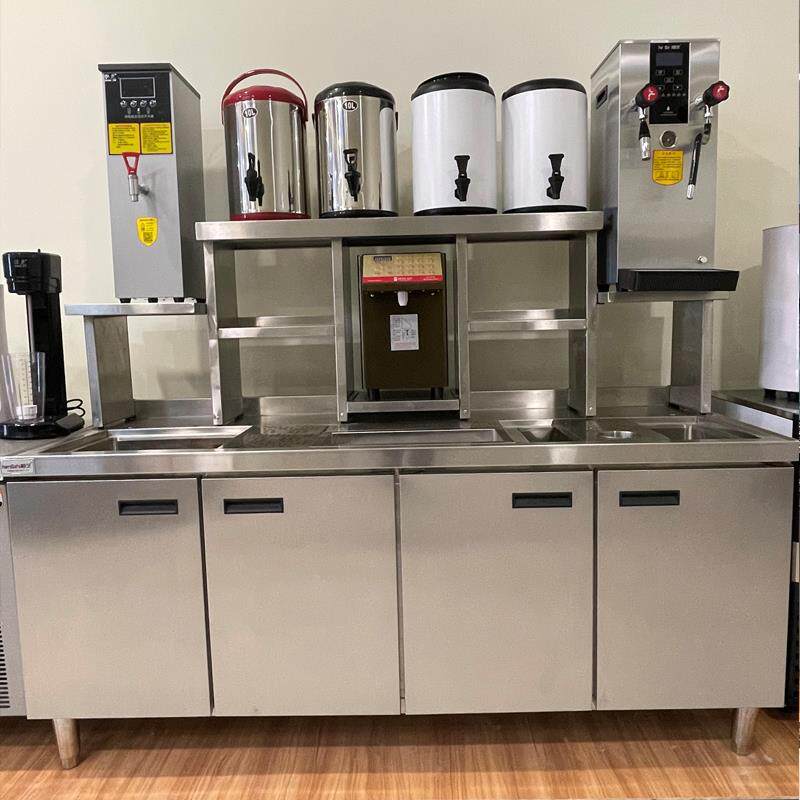 恒芝奶茶店设备全套奶茶操作台水吧工作台奶茶机商用不锈钢水吧台
