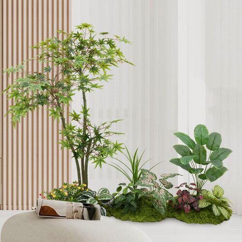 仿真绿植造景组合植物假树盆栽南天竹室内楼梯景观橱窗装饰花摆件