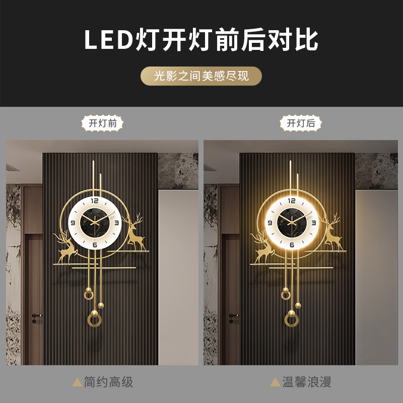 蓓妮现代简约客厅装饰画带钟表2025新款挂画时钟电视背景墙上挂钟