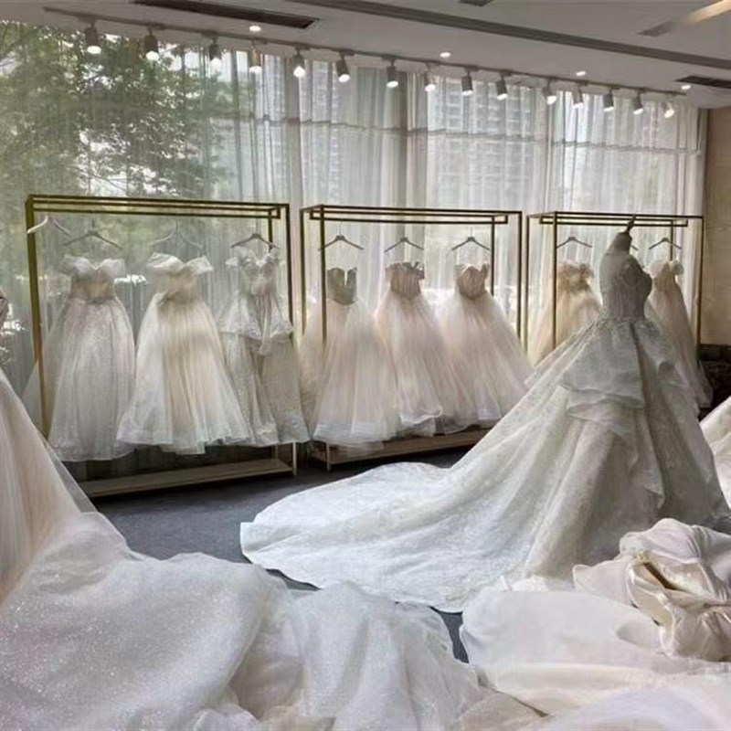 男女装服装展示架汉服婚纱铁艺衣架旅拍照相馆古装开放式收纳挂衣