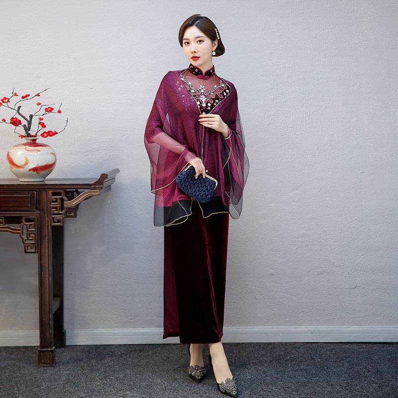 真丝披肩婚礼妈妈外搭高端夏天桑蚕丝礼服披肩纱巾喜婆婆旗袍披肩