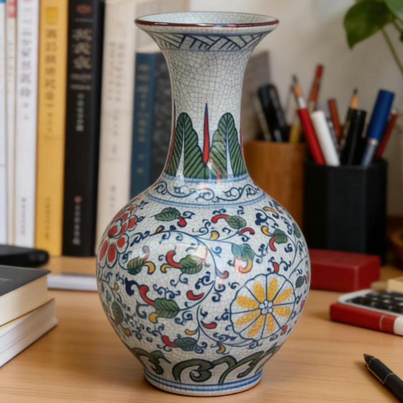 仿古手绘青花瓷收藏品景德镇陶瓷花瓶客厅插花博古架书房装饰摆件