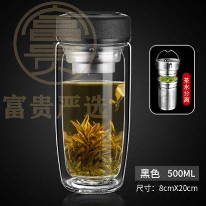 钢化玻璃杯防摔打不碎的大号套装防爆男女随手保温出差温度显示