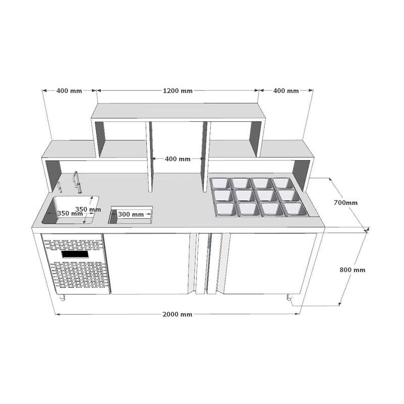 水吧台商用冷藏操作工作台冰柜冷饮品汉堡店带水池奶茶店设备全套