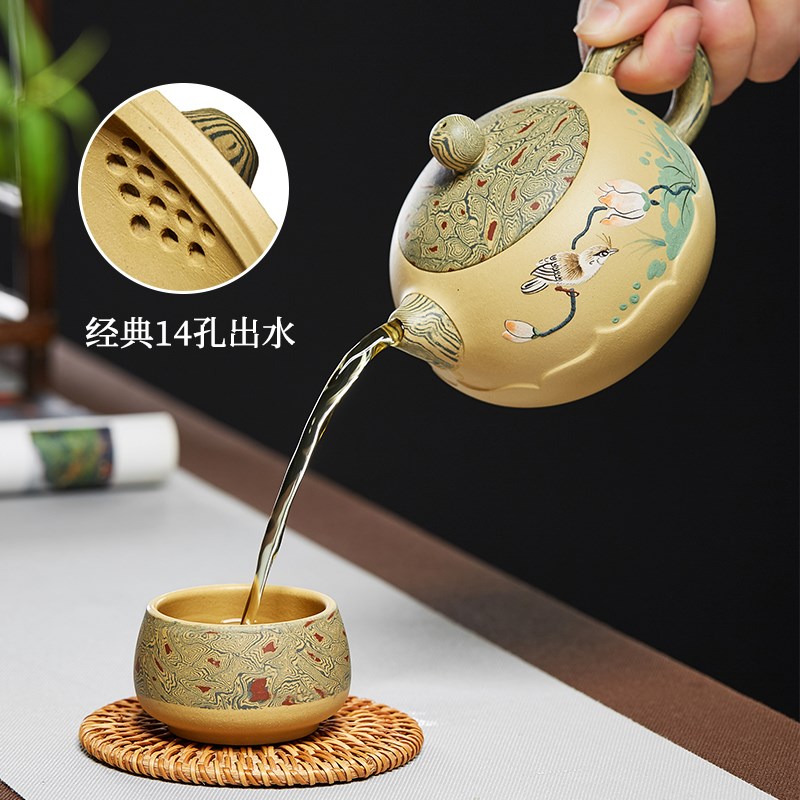 宜兴紫砂壶名家手工绞泥泡茶壶莲花西施正宗段泥单壶功夫茶具套装