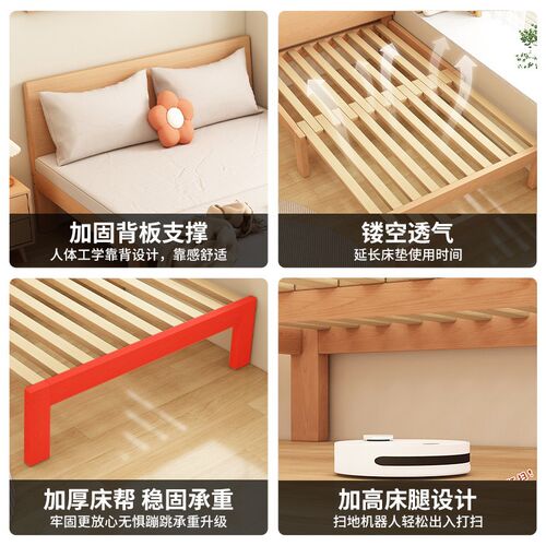 榉木伸缩床抽拉床可推拉实木小户型儿童折叠床拼接床沙发床两用