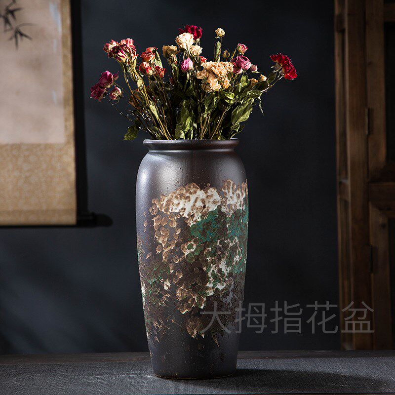 景德镇无孔花盆插鲜花水养花瓶高温陶瓷花盆耐用泼墨复古风新中式图片