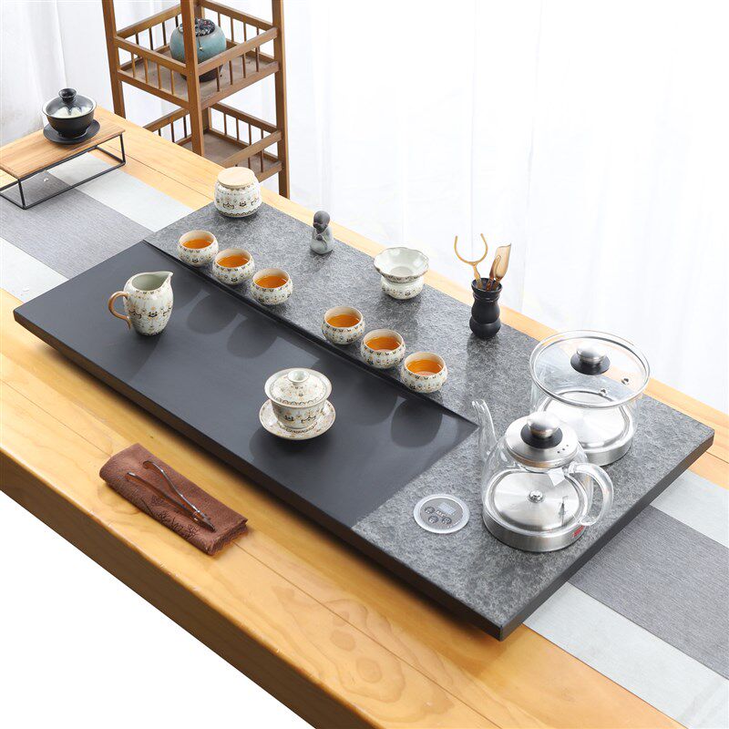 天然乌金石茶盘茶具套装全自动上水烧水壶一体带电磁炉高档石茶台