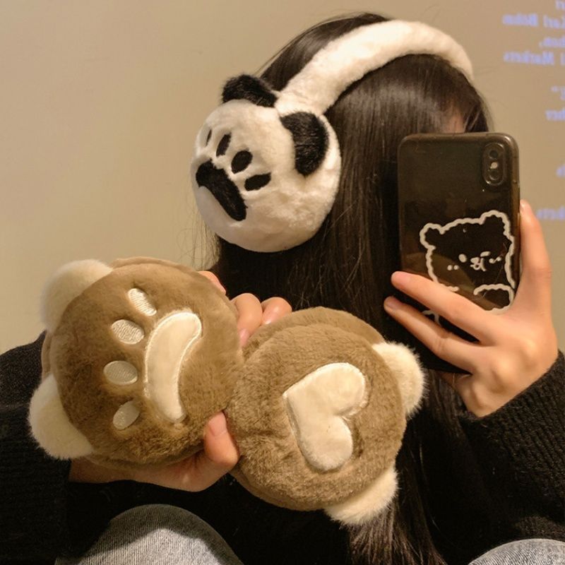 可爱猫爪毛绒耳罩女冬季加厚保暖耳包耳套防风耳捂子骑行防冻耳帽