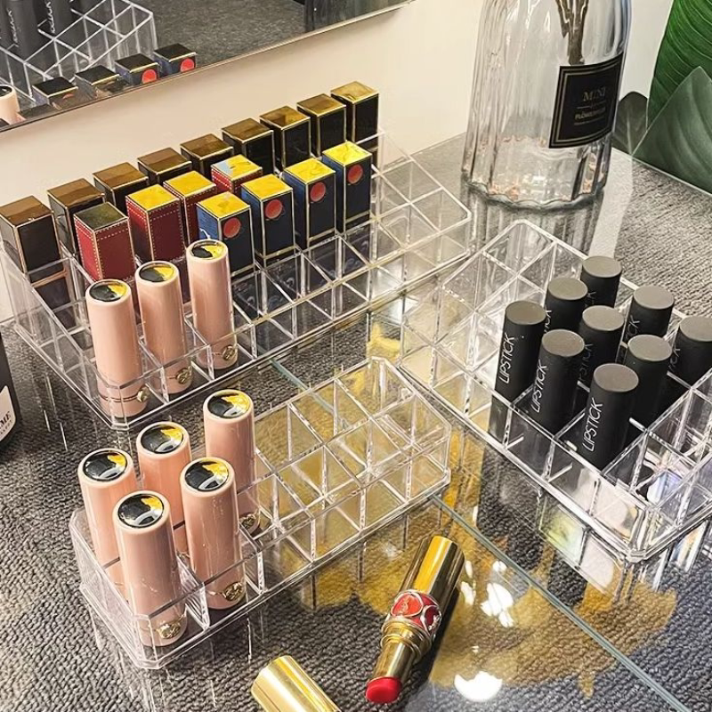 梯形口红收纳架分格透明整理盒护肤品指甲油高级唇釉多功能置物架