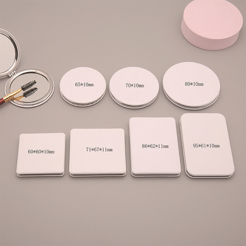 梳妆台化妆镜随身PU皮小镜子双面折叠DIY小镜子随身携带补妆镜