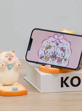 创意可爱暹罗猫解压手机支架桌面猫捕食办公桌装饰招财猫卡通摆件