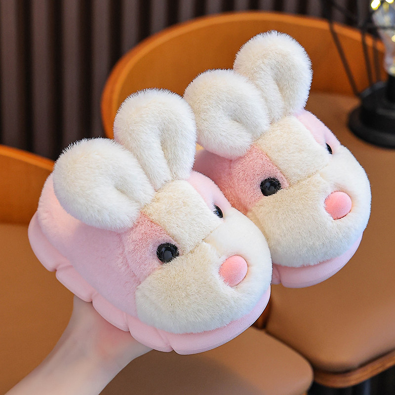 儿童棉拖鞋男童冬季保暖加绒厚底女居家防滑宝宝加厚可爱毛毛棉拖