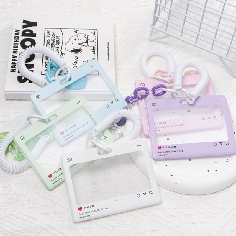 天色亚克力透明公交卡套学生校园卡饭卡门禁证件卡高颜值防丢弹力绳钥匙扣一体便携爱豆拍立得收纳卡包保护套