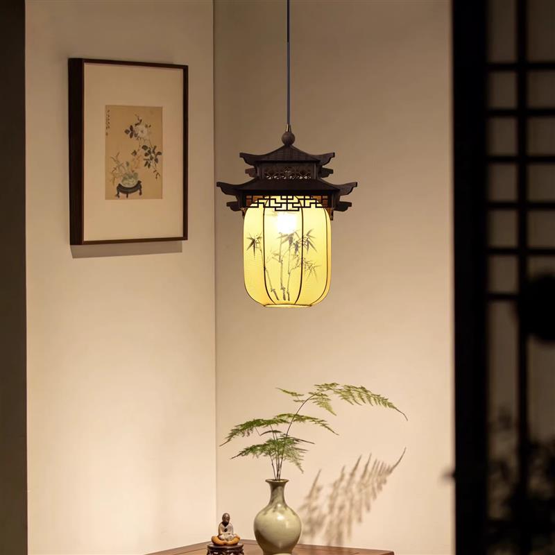 宋氏美学吊灯卧室床头新中式过道玄关吊线灯复古茶室吧台餐厅灯具图片