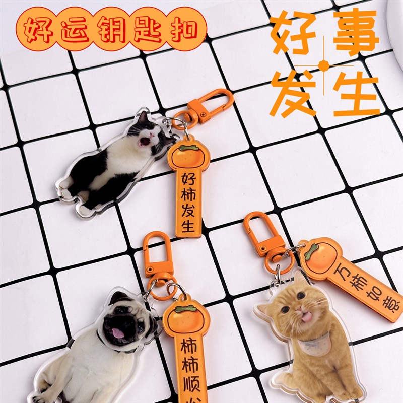 亚克力宠物钥匙扣定制照片小狗狗柴犬猫咪包包挂件diy头像纪念品