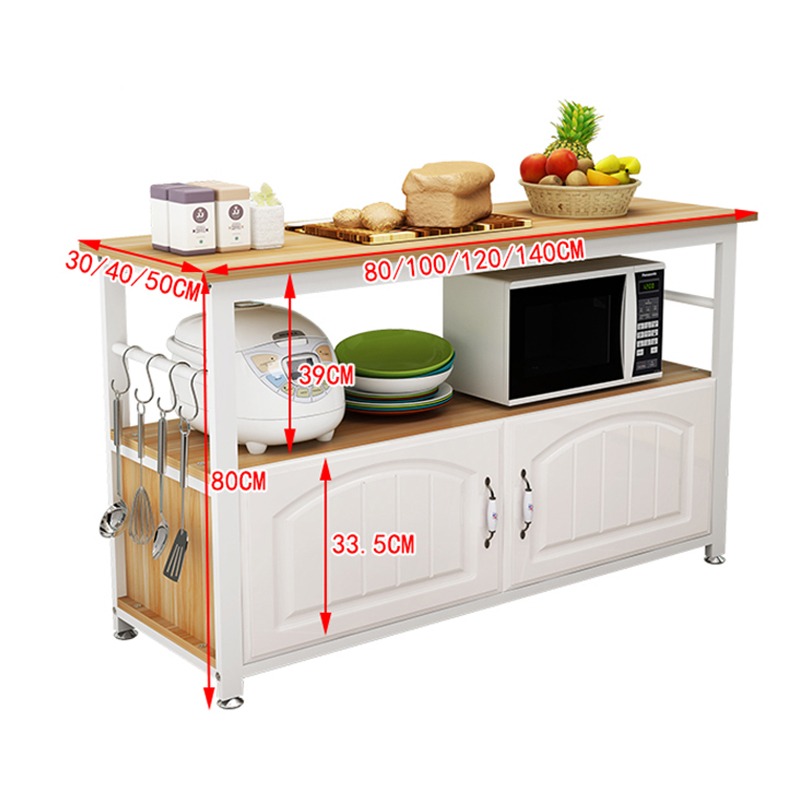 厨房置物架落地阳台储物柜切菜桌长条备餐桌微波炉锅具收纳窄边柜