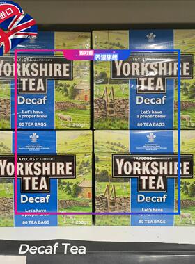 现货 英国泰勒Yorkshire Tea约克郡金牌英式脱因红茶特浓奶茶80包