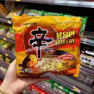 韩国进口农心辛辣芝士炒面方便面海鲜拉面速食136gx5袋