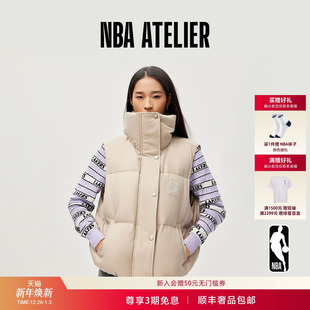 保暖羽绒马甲 ATELIER湖人队女士宽松休闲翻领短款 25秋冬新款 NBA