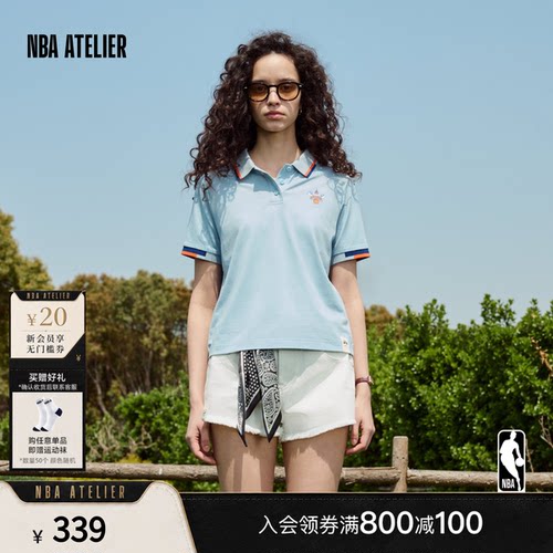 尼克斯队绣花POLO领短袖T恤女款