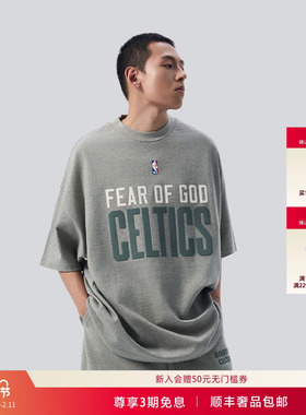 NBA CELTICS X FEAR OF GOD ESSENTIALS凯尔特人联名字母短袖t恤