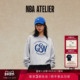 NBA ATELIER女士春季 勇士队绣花工艺宽松圆领运动休闲卫衣女上衣
