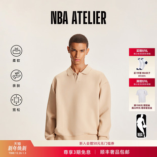 卫衣男美式 ATELIER湖人队翻领长袖 运动休闲潮流上衣 NBA 明星同款