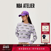 25秋冬新款 女休闲上衣 圆领撞色条纹针织衫 NBA ATELIER湖人队时尚