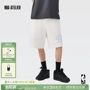 潮流运动休闲短裤 26春季 ATELIER勇士队宽松直筒五分裤 NBA 男 新款