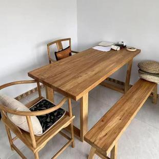 老榆木茶桌门板桌办公桌茶几实木桌茶台复古做旧板家用无味桌面