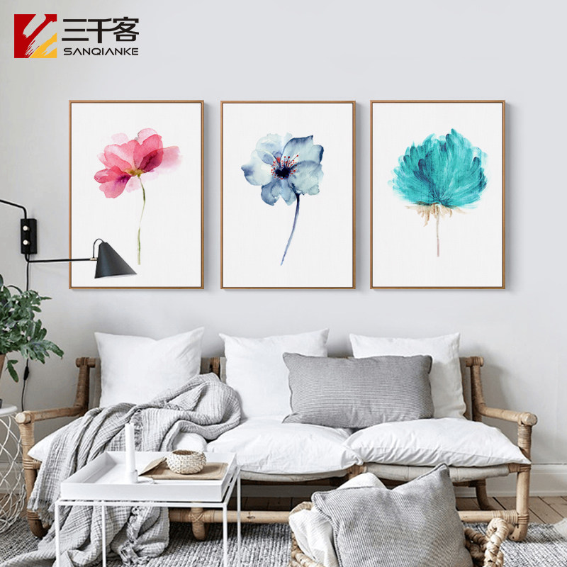 客厅装饰画现代简约北欧挂画玄关墙画田园风格小清新植物饭厅壁画