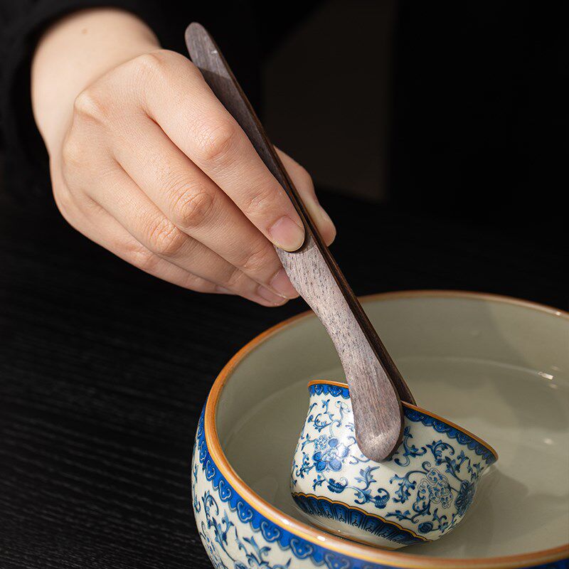 汝窑青花缠枝莲茶道六君子高端茶筒功夫茶具配件套装家用泡茶工具