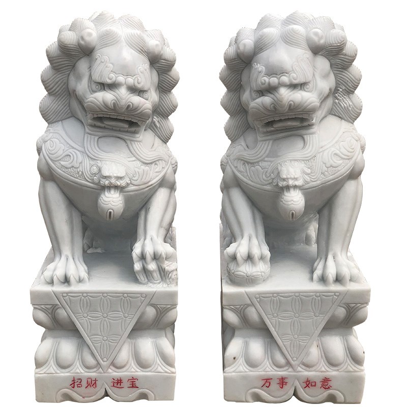 石雕青石汉白玉石狮子一对大门口看门镇宅墓前祠堂门口家用摆件