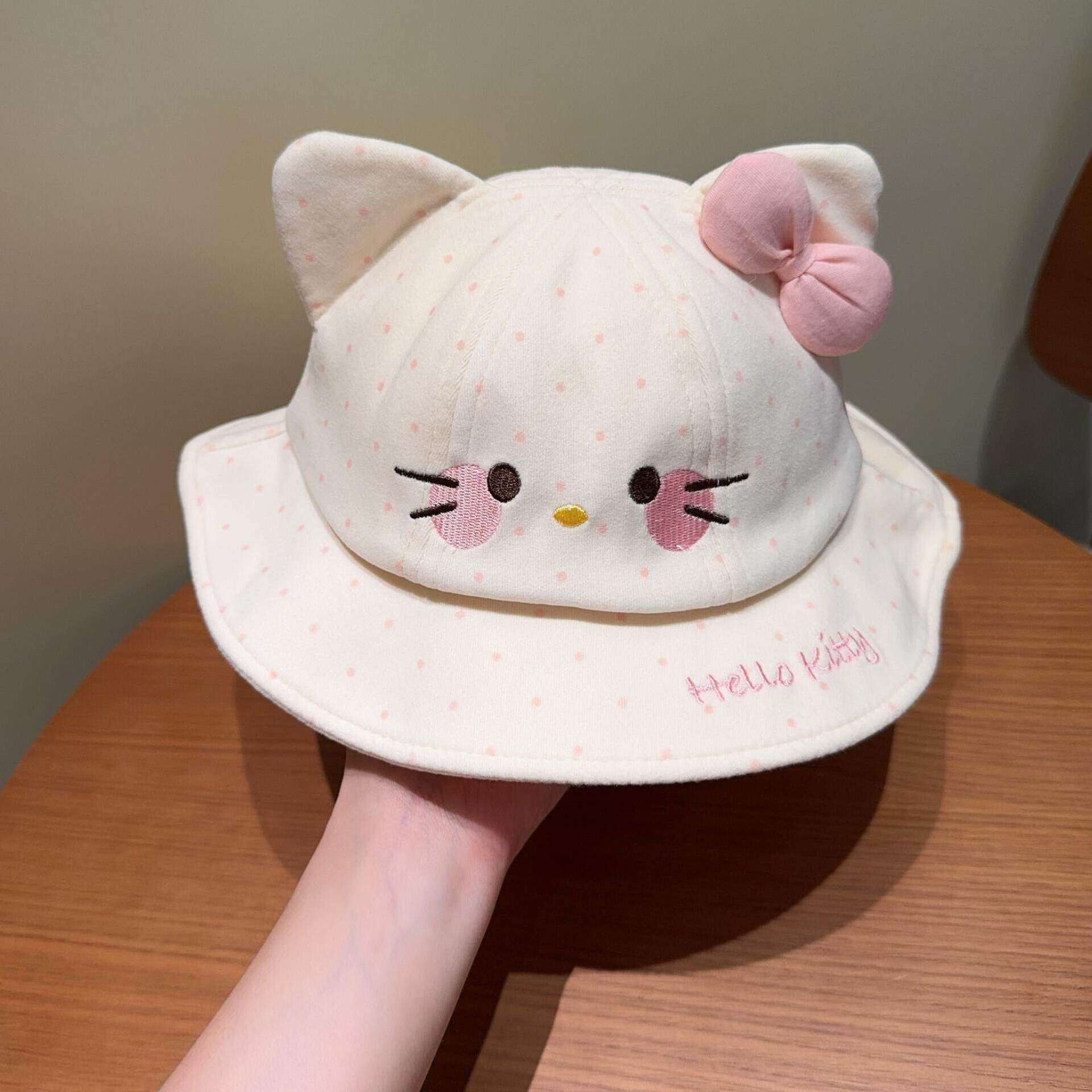 小猫渔夫帽巨好看的宝宝帽子春款小月龄婴儿遮阳防晒帽薄款盆帽儿