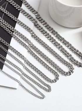 时尚复古不锈钢古巴链欧 美潮流ins街头嘻哈项链男女情侣吊链