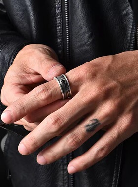 上帝之眼男士戒指高级感配饰开口设计欧美风复古百搭个性