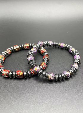 热销新品复古黑胆石手链高级感男女串珠手镯送礼彩色弹性手环