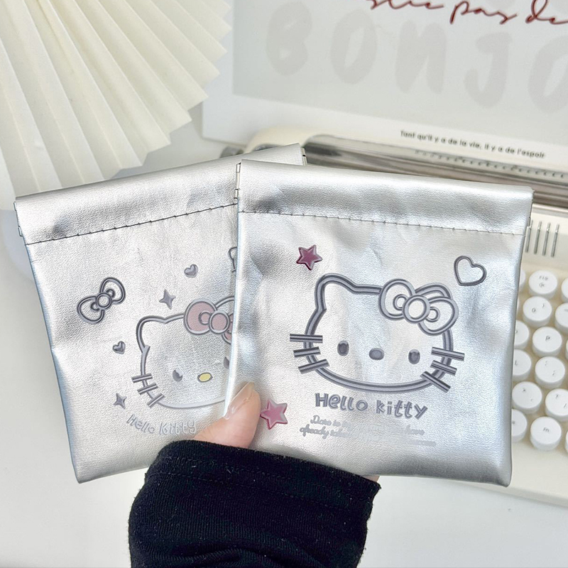 蝴蝶结kt弹片收纳包外出用自动闭合眼镜袋数据线耳机充电器化妆包