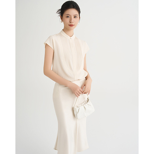 Evoca 包臀鱼尾裙白色高级感 Verse25年夏醋酸半身裙直筒显瘦修身