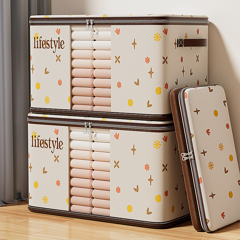 衣服收纳箱家用大容量装衣物被子百纳箱布艺可视窗衣柜专用整理箱