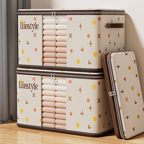 衣服收纳箱家用大容量装衣物被子百纳箱布艺可视窗衣柜专用整理箱