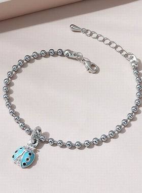 极速【珠黛饰品k】韩版小清新百搭创意画油甲壳虫手錬 双色