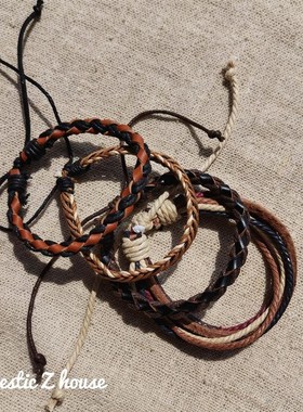 极速Handmade#嬉皮风格手工手錬波西米亚手环欧美民Y族配饰摇滚嘻