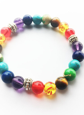 极速跨境亚马逊  热卖 七彩手工串珠手W錬饰品8mm